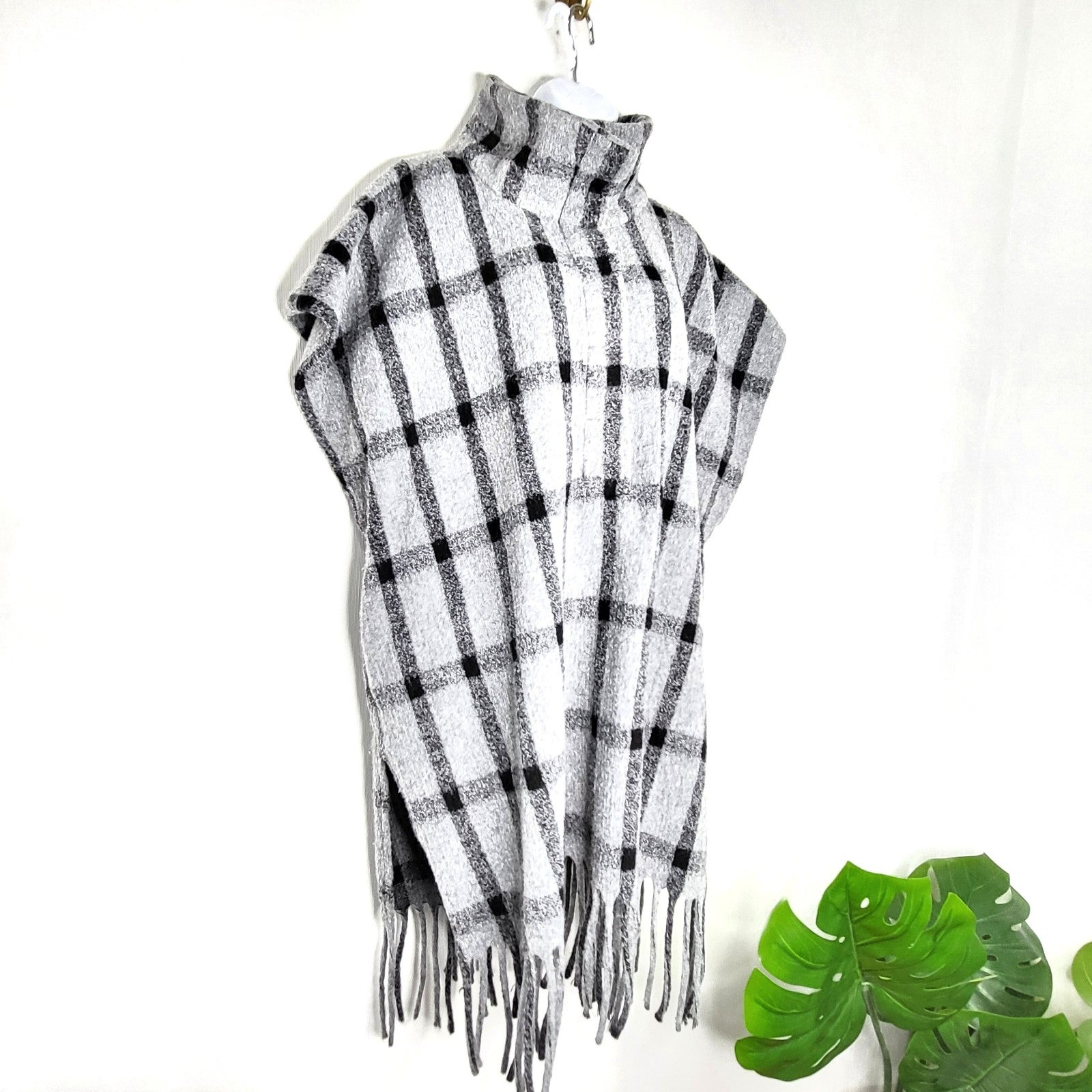 ZARA OVERSIZED PONCHO WITH FRINGING GREY SIZE XL Bloggers Favorite