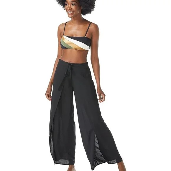 NWT Vince Camuto Women Serengeti Shades Wrap Tie Coverup Pants Size L 130 8B643