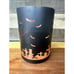 Halloween Graveyard Glass Candle Holder 8” Tall 6” Wide
