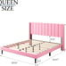 Queen Size Bed Frame with Upholstered Wingback Headboard, Sand