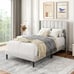 Queen Size Bed Frame with Upholstered Wingback Headboard, Sand