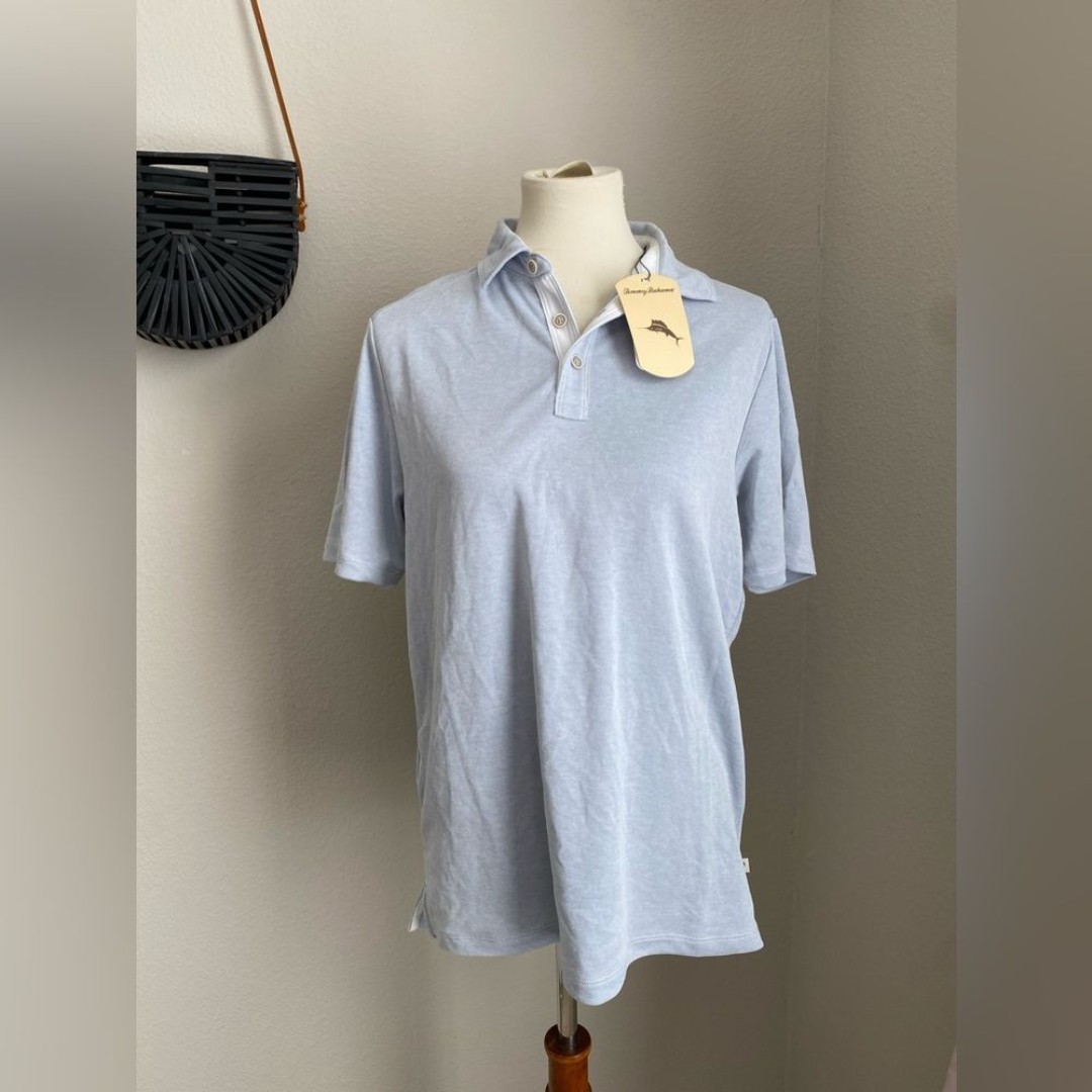 NWT Tommy Bahama Mesh Polo Shirt Throne Blue, Size Small