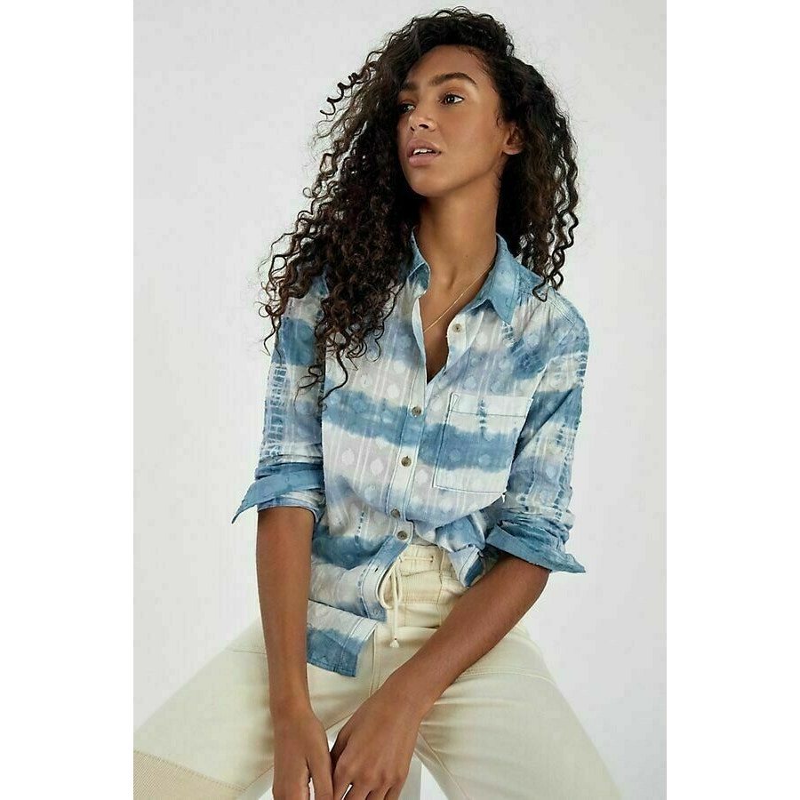 Anthropologie Pilcro Janesse Tie-Dye Top S Button Down Long Sleeve Pocket NWT