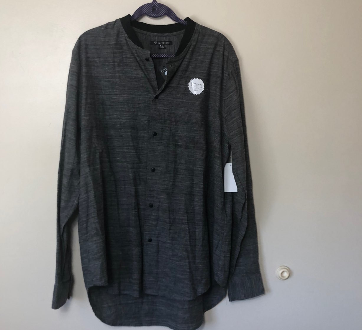 Men's Mattson Global Trends Long Sleeve, Crew Neck, Button Down Tee. Size XL. NW