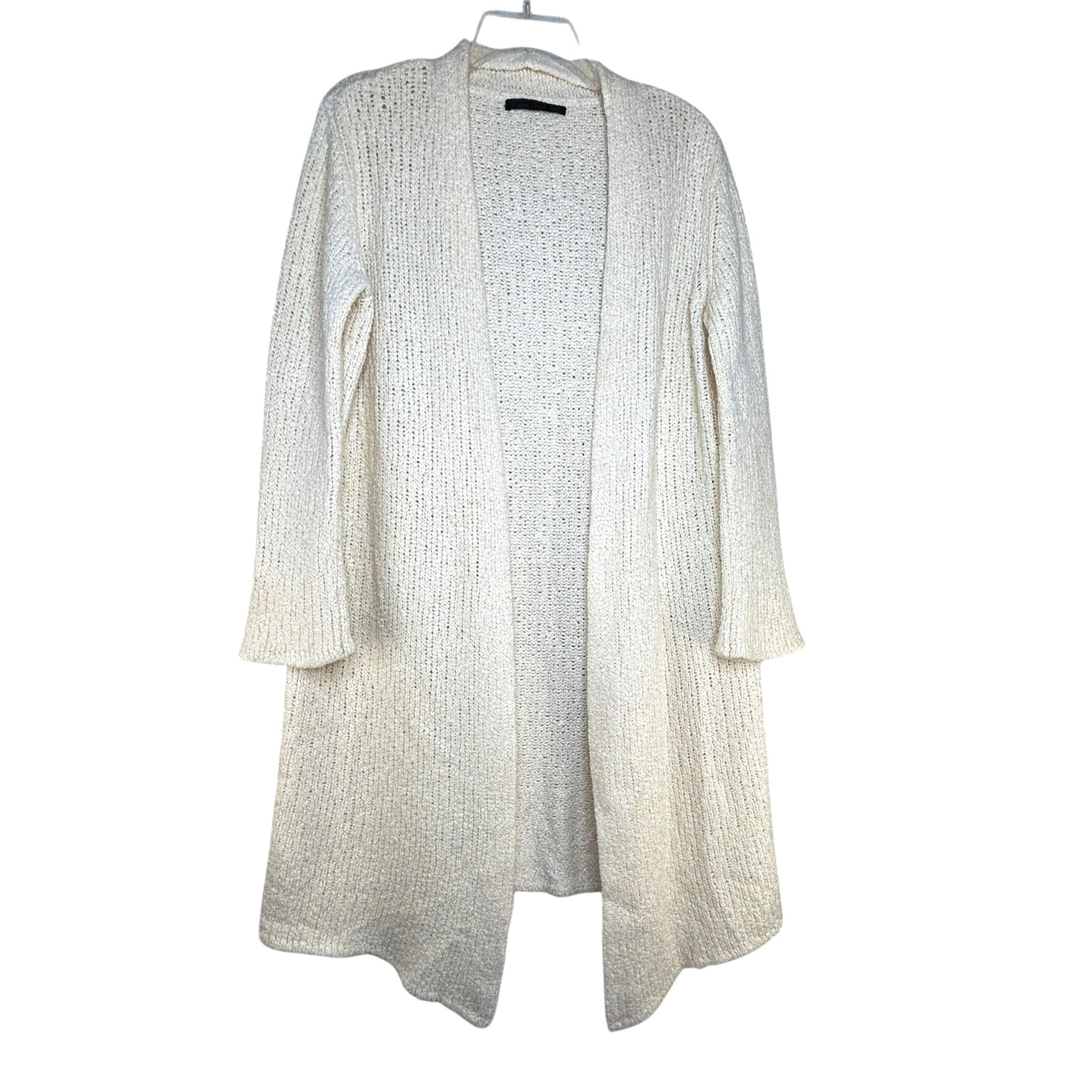 JENNI KAYNE Duster Cardigan Sweater Coat SZ XS Cream Wool Silk Blend Minimalist