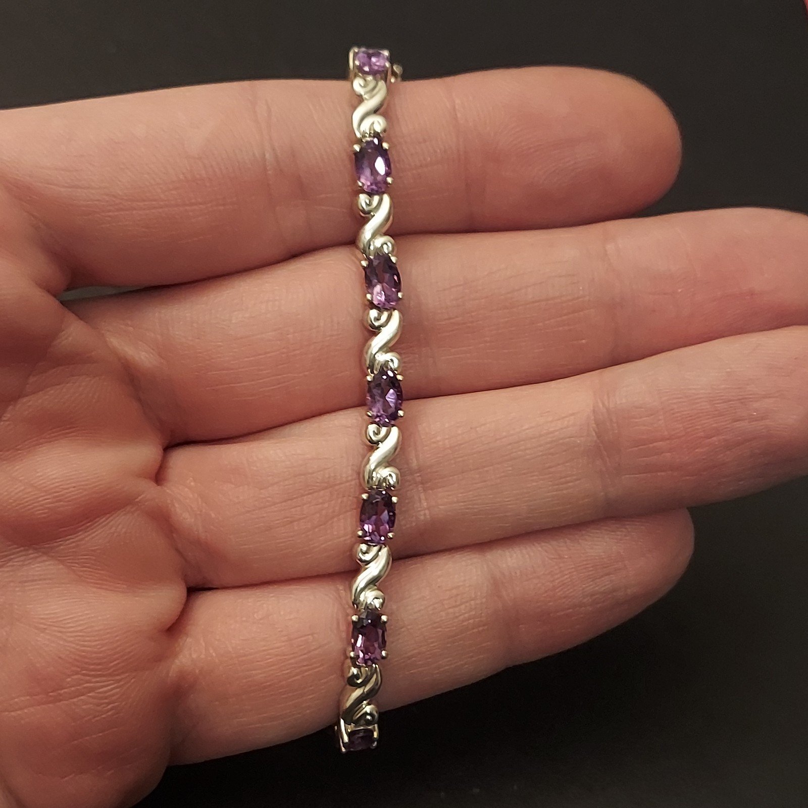 Lorenzo Jewelry 925 Sterling Silver Amethyst Tennis Bracelet 7.25
