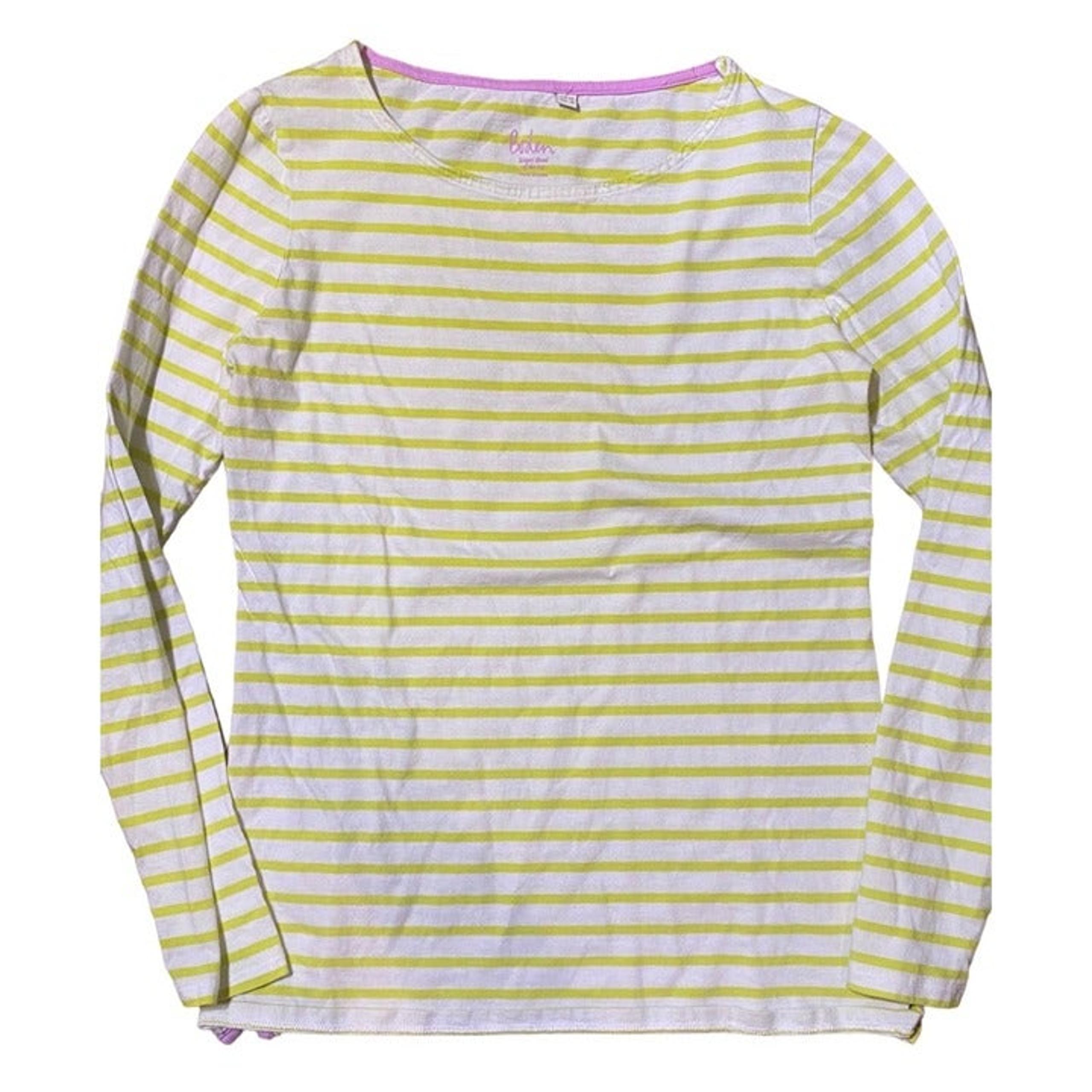 Boden Yellow White Long Sleeve Classic Womens Top US 6