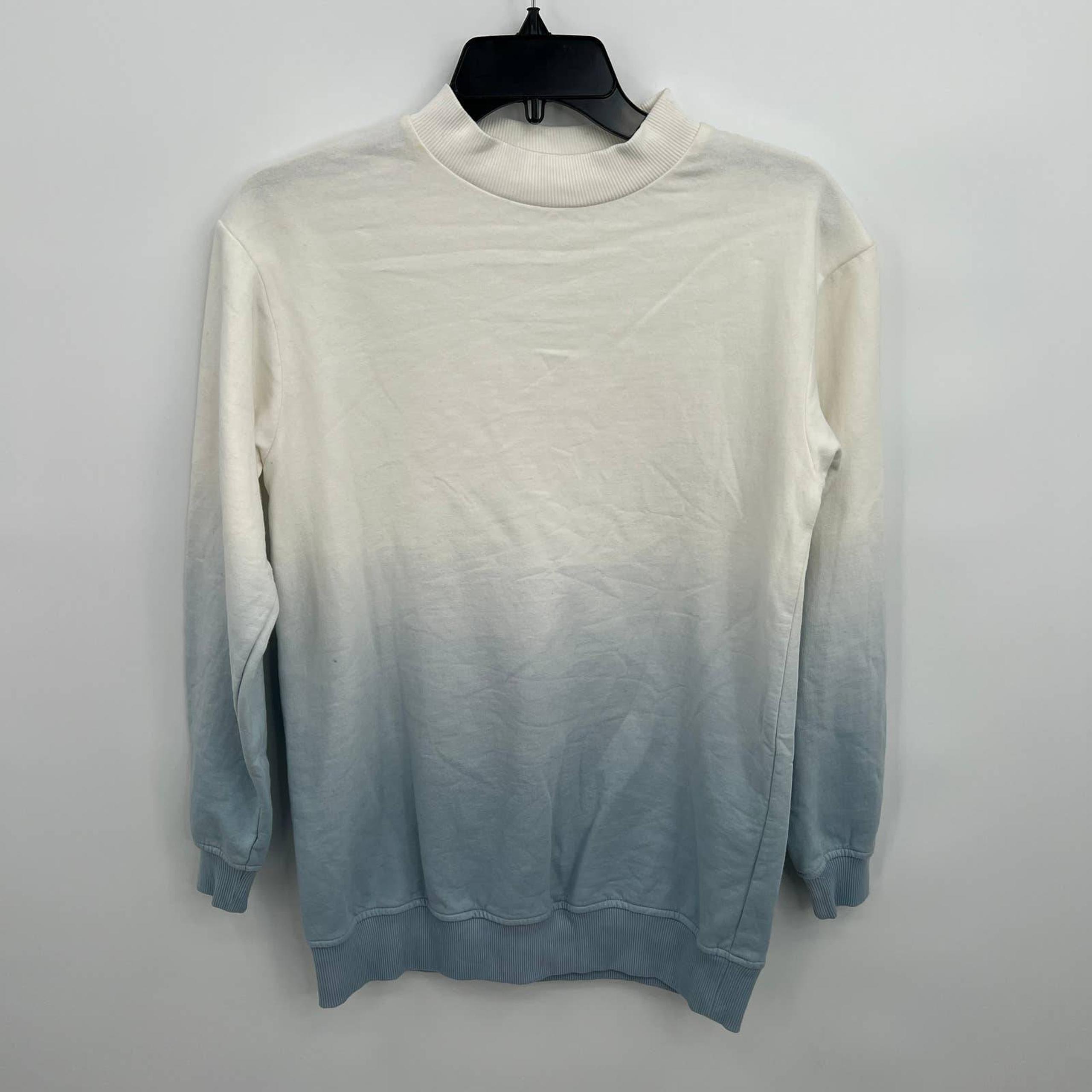 BP. Women's Blue & White Long Sleeve Round Neck Dip Dye Sweatshirt XS