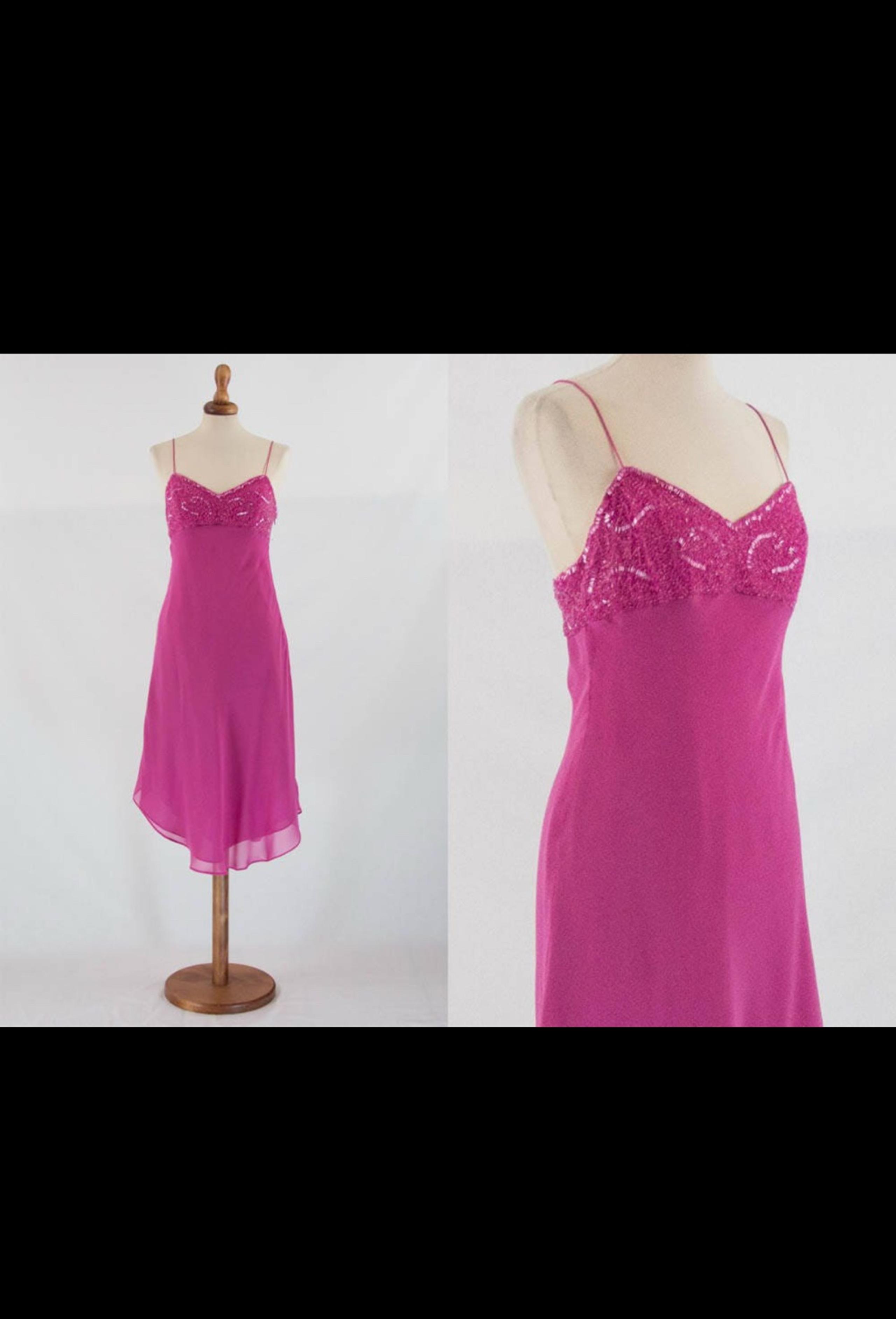 Vintage Banana Republic Pink beaded Midi Dress