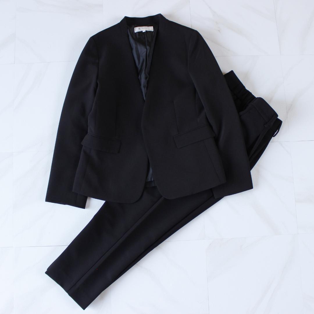 【Excellent Condition】ROPE PICNIC Collarless Pants Suit Navy 36