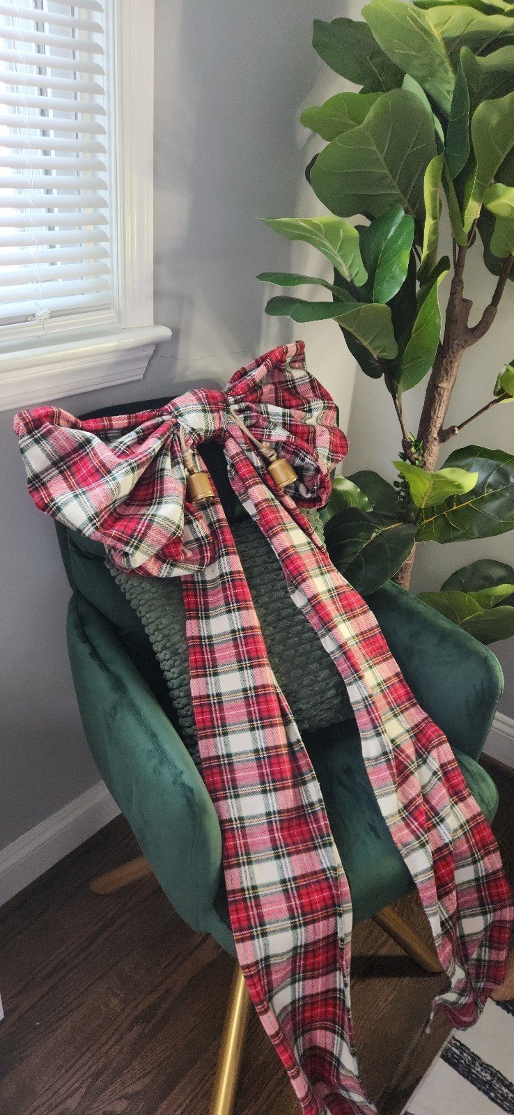 Festive Oversized Handmade Plaid Bow - Home Decor or Christmas Tree Topper!