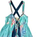 Y2K 2000s Hollister Blue Pink Tropical Floral Babydoll Camisole Tank Size Large