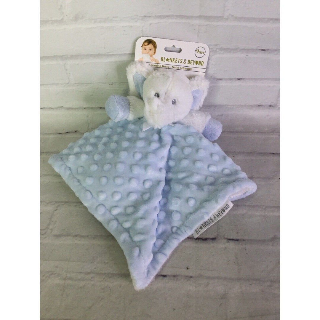 Blankets & Beyond Elephant Blue White Dots Baby Plush Security Blanket Lovey NEW