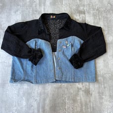 Vintage Denim and Lace Beaded Jacket