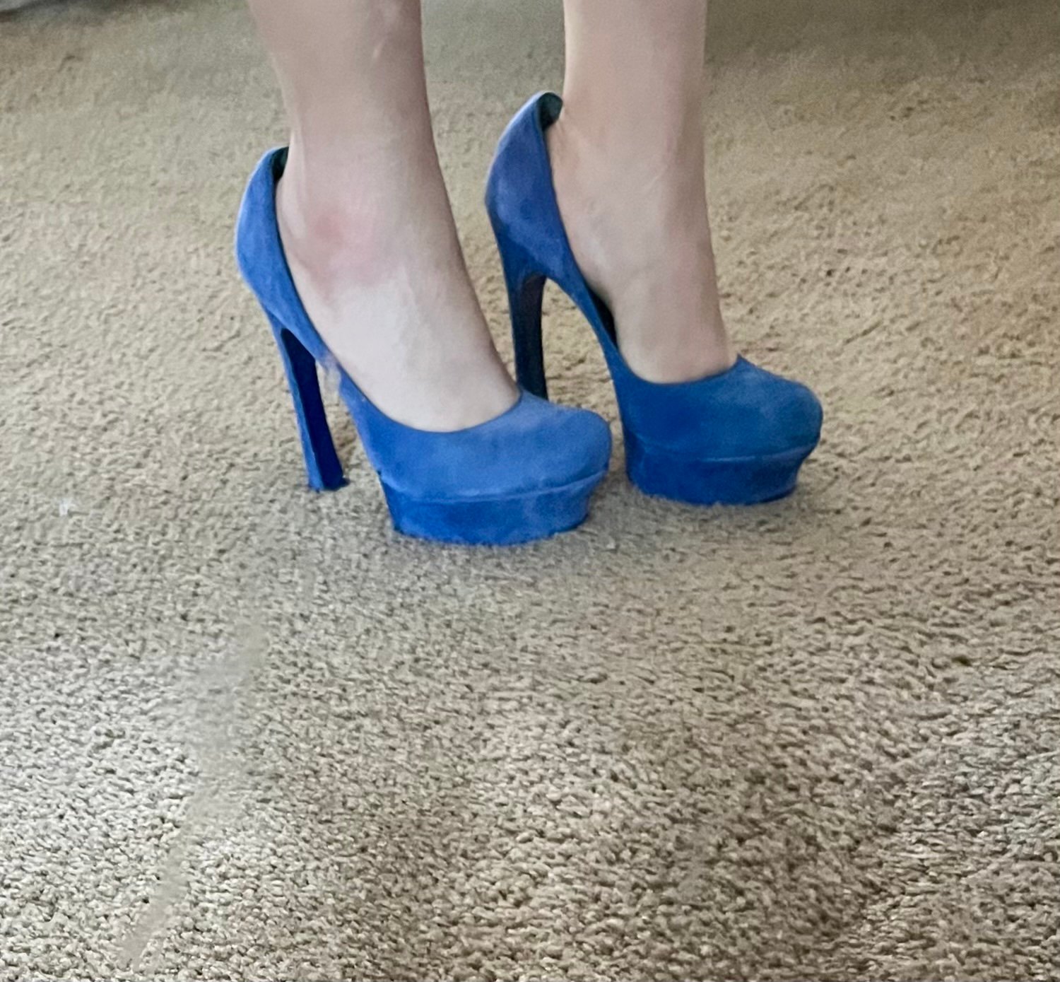 Yves Saint Laurent Blue Suede Palais Platform Peep Toe Pumps Size 37