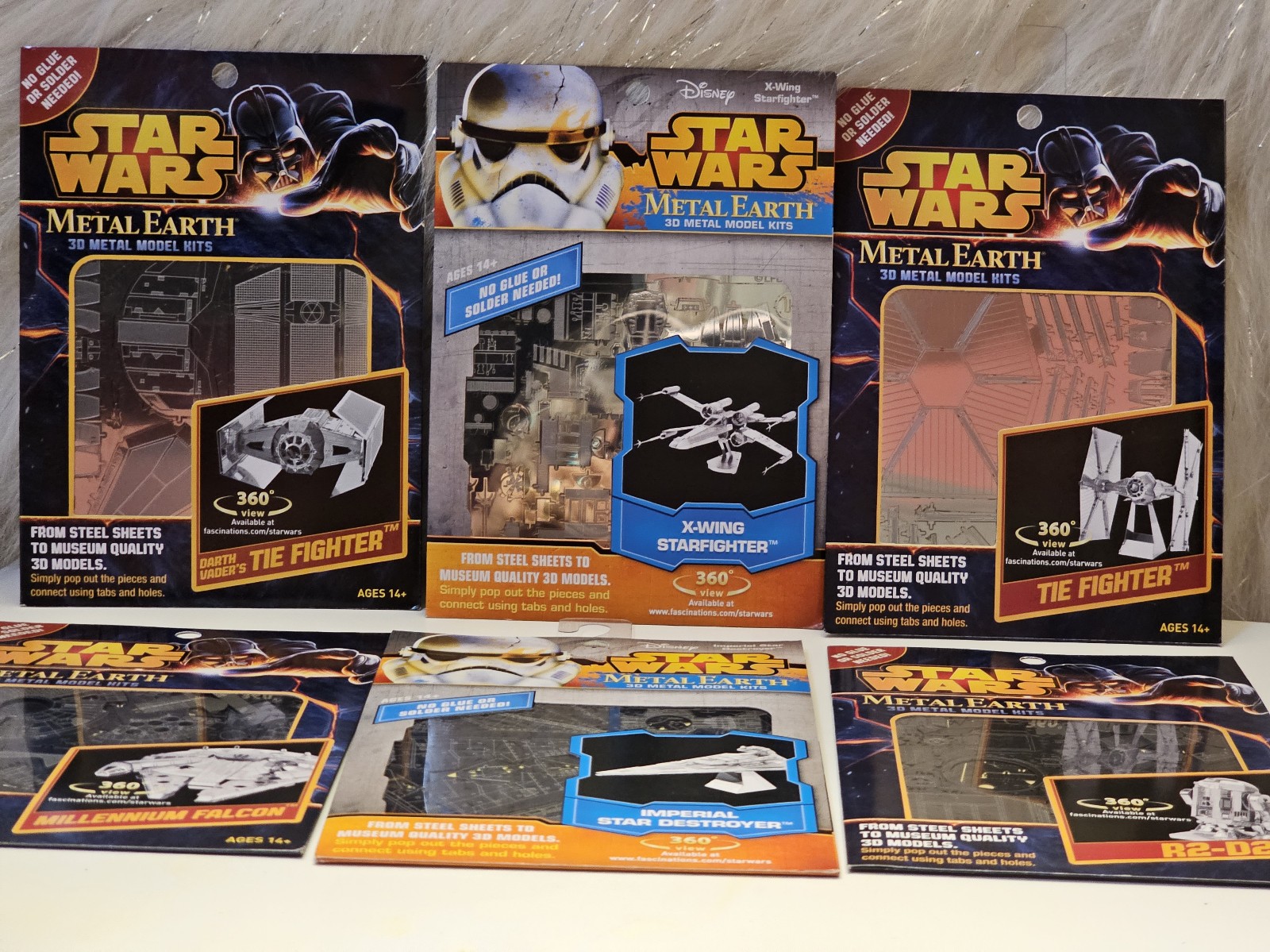 Disney Star Wars Metal Model Sets 6 Total NEW In The Package Tie Fighter R2-D2