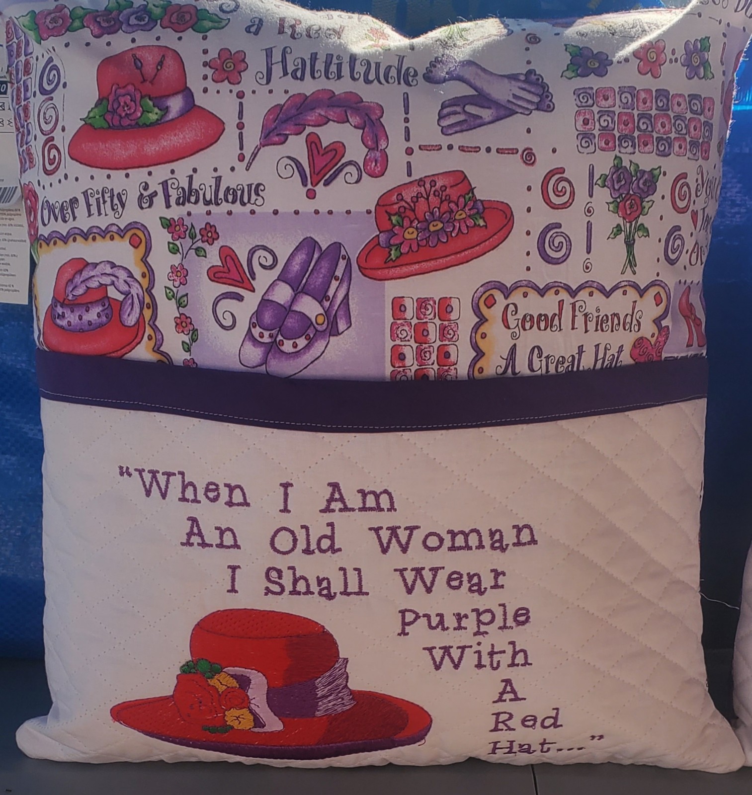 Red Hatter's Reading Pocket Pillow 16 x16