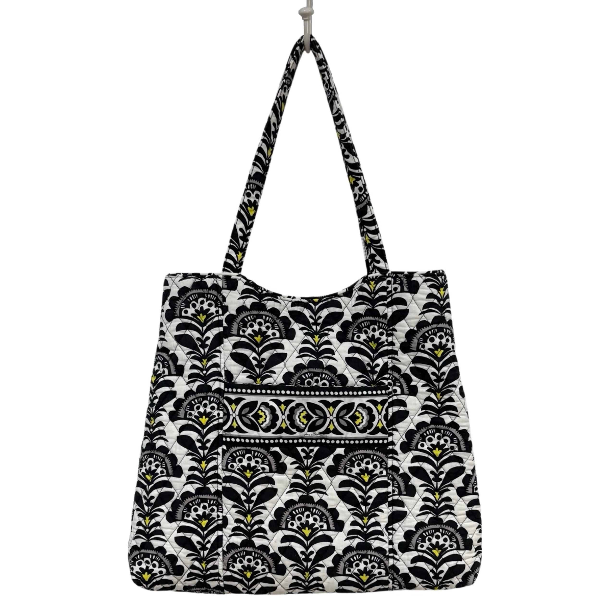Vera Bradley Curvy Tote in Fanfare Purse Shoulder Bag Black White
