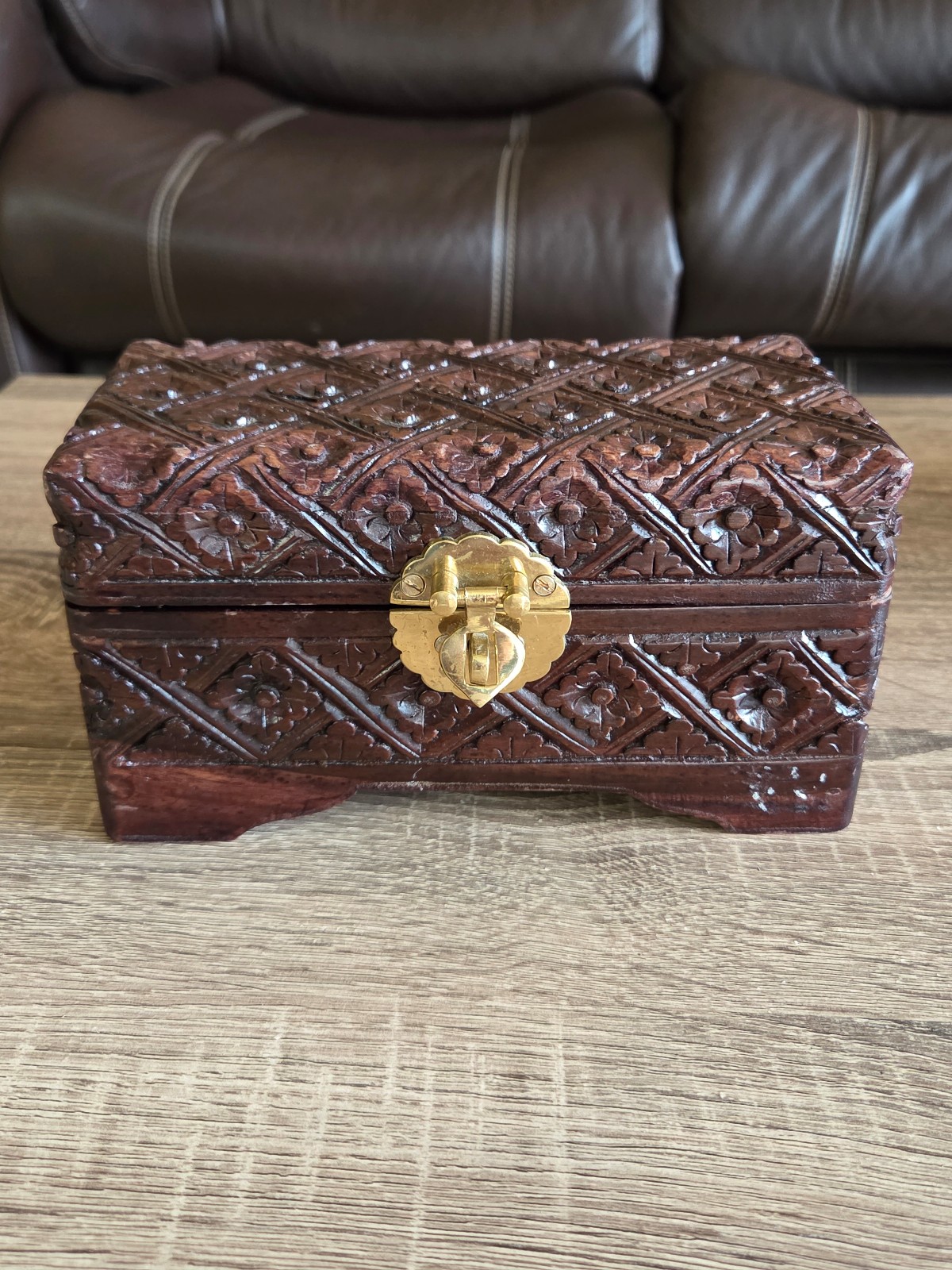 Vintage Small Wooden Carving Box