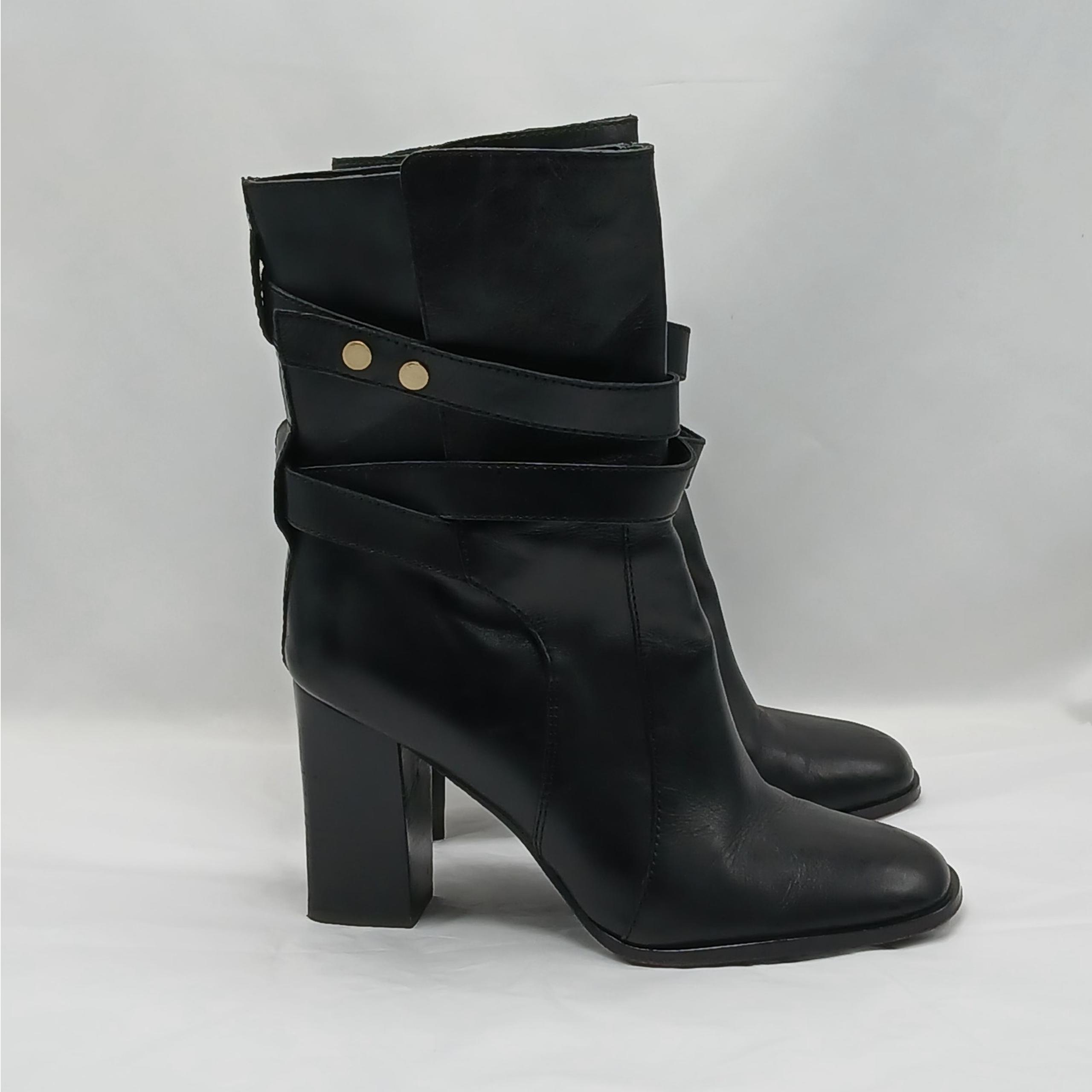 Diane Von Furstenberg Womens Boots Size 10M Black Leather Western Grunge Shoes