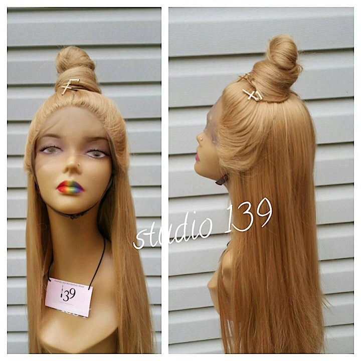 Honey blonde rust brown lace wig