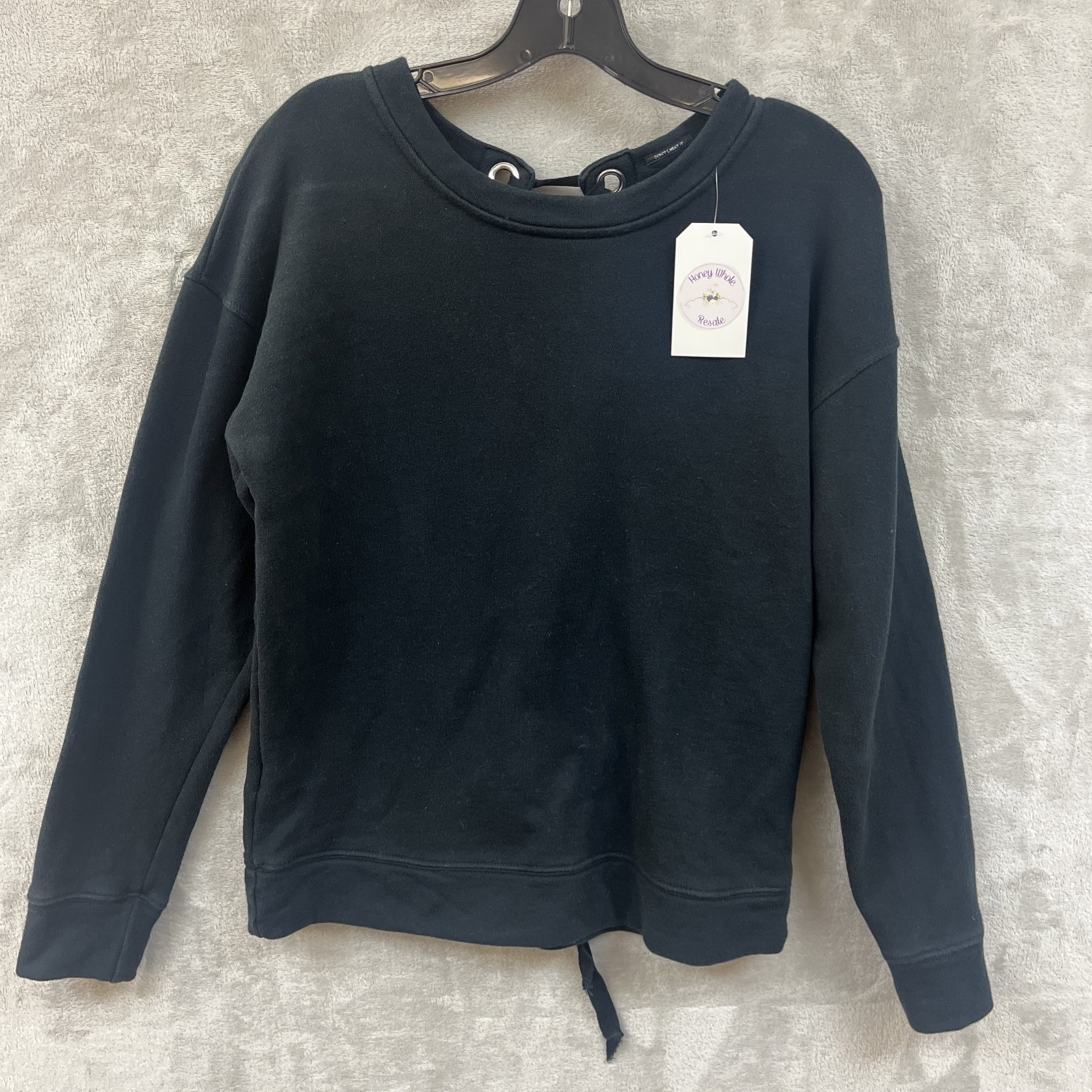 Mother Sweatshirt Women's M Black Pullover Tie Cinched Back 100% Cotton