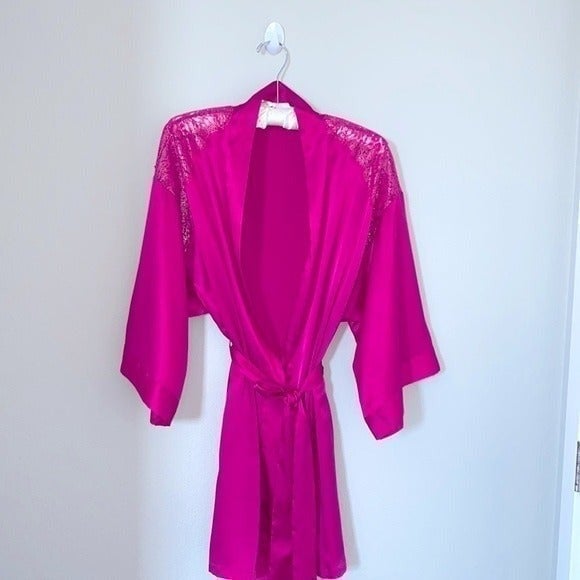 VS Hot Pink Satin Kimono Robe XS/S