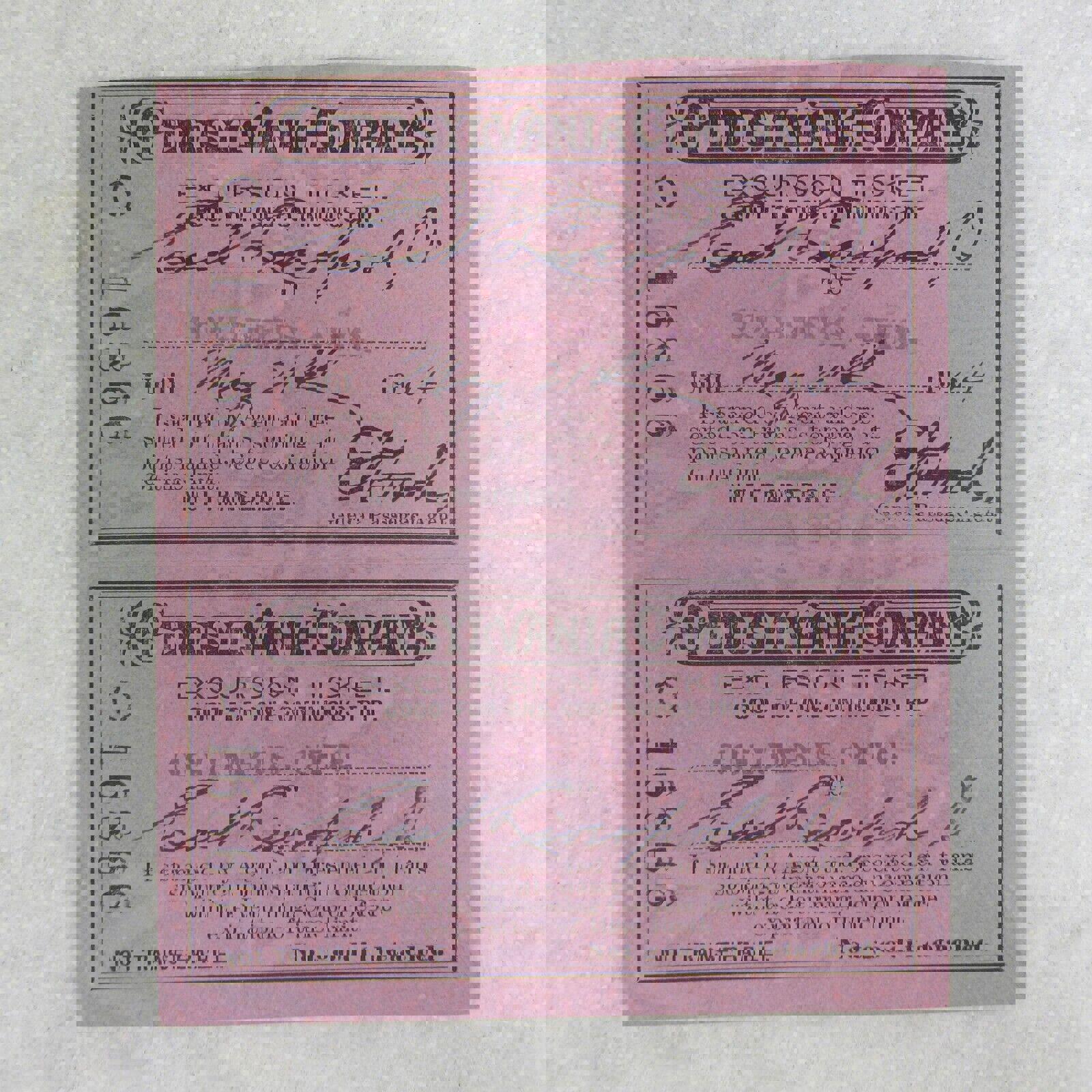 2 Pennsylvania Co Lines West of Pittsburgh Train Tickets Railroad Antique 1904