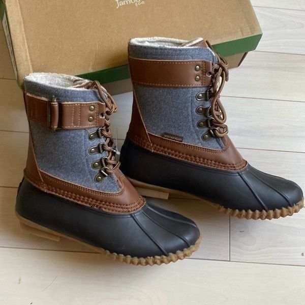 JBU by Jambu Women's Calgary Water Resistant Mid Duck Boots Tan Gray Size 6 NWT