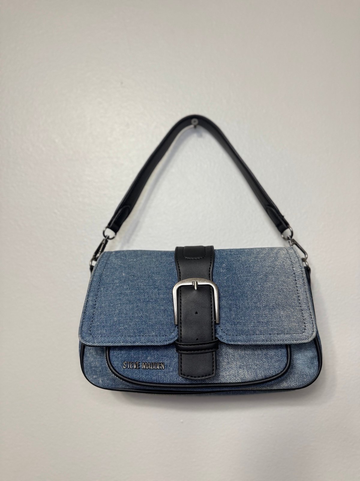 Steve Madden Leather and Denim Shoulder Bag