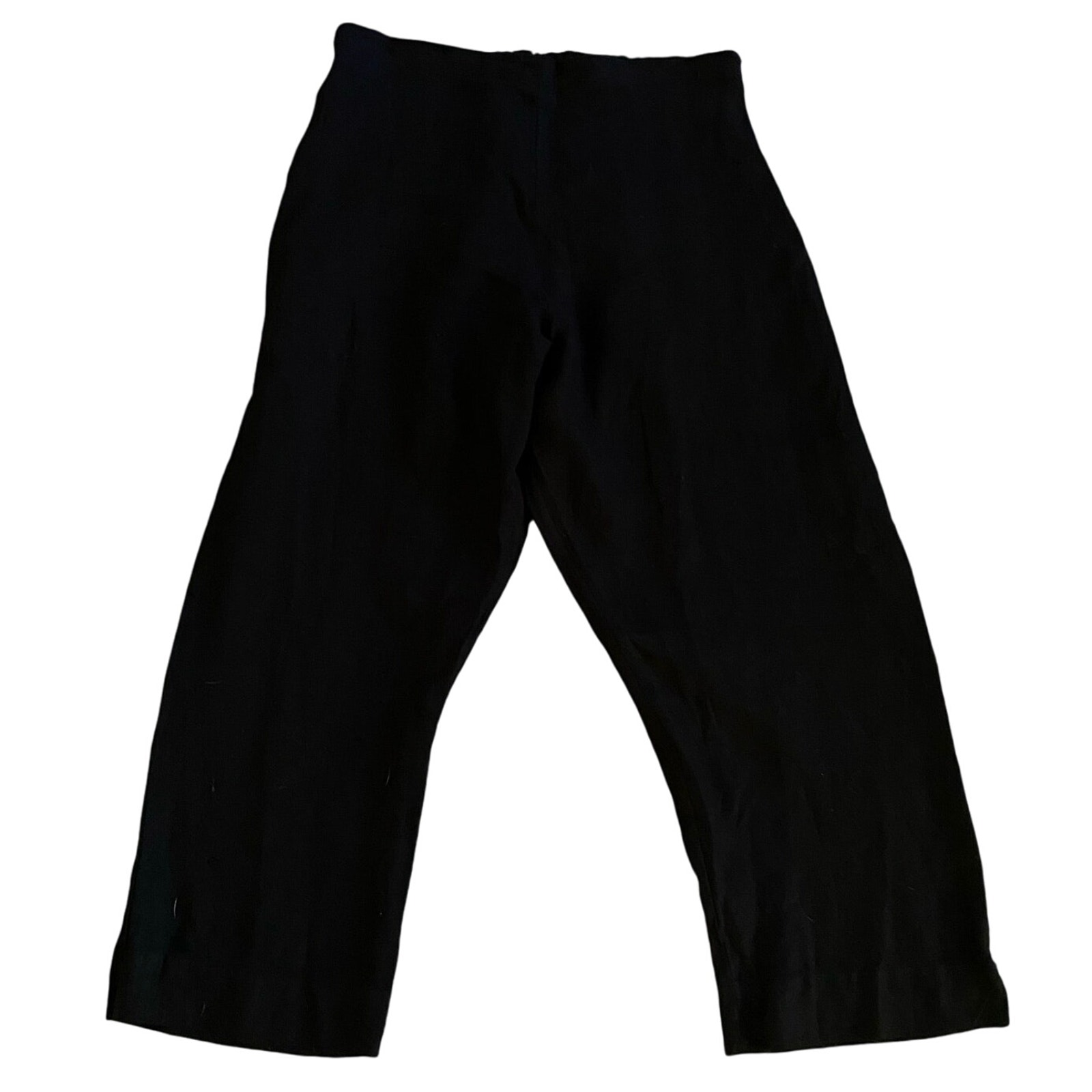 Bryn Walker Size M 100% Linen Crop Pants Black Made In USA Elastic Waist Pull On