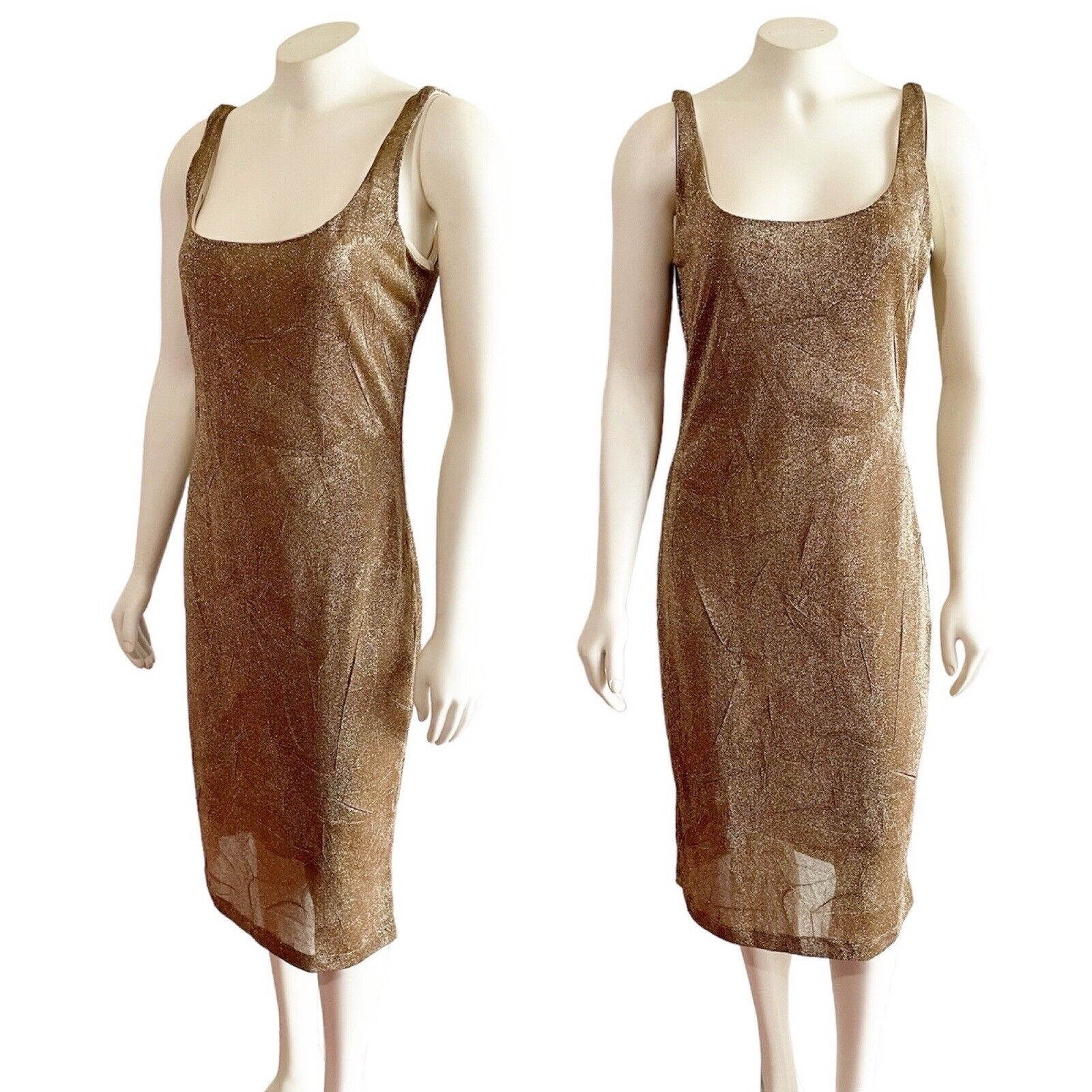 Cynthia Rowley Vintage Gold Metallic Shimmer Slip Dress Size 6