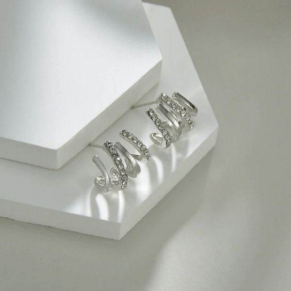 WHITE GOLD DIAMOND EAR CRAWLER JACKET EARRINGS