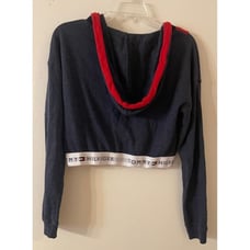 Retro Tommy Hilfiger Cropped Hoodie for Women size Small