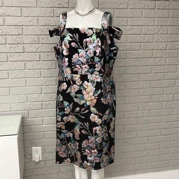 ILE Floral Foil Sheath Dress Size 12