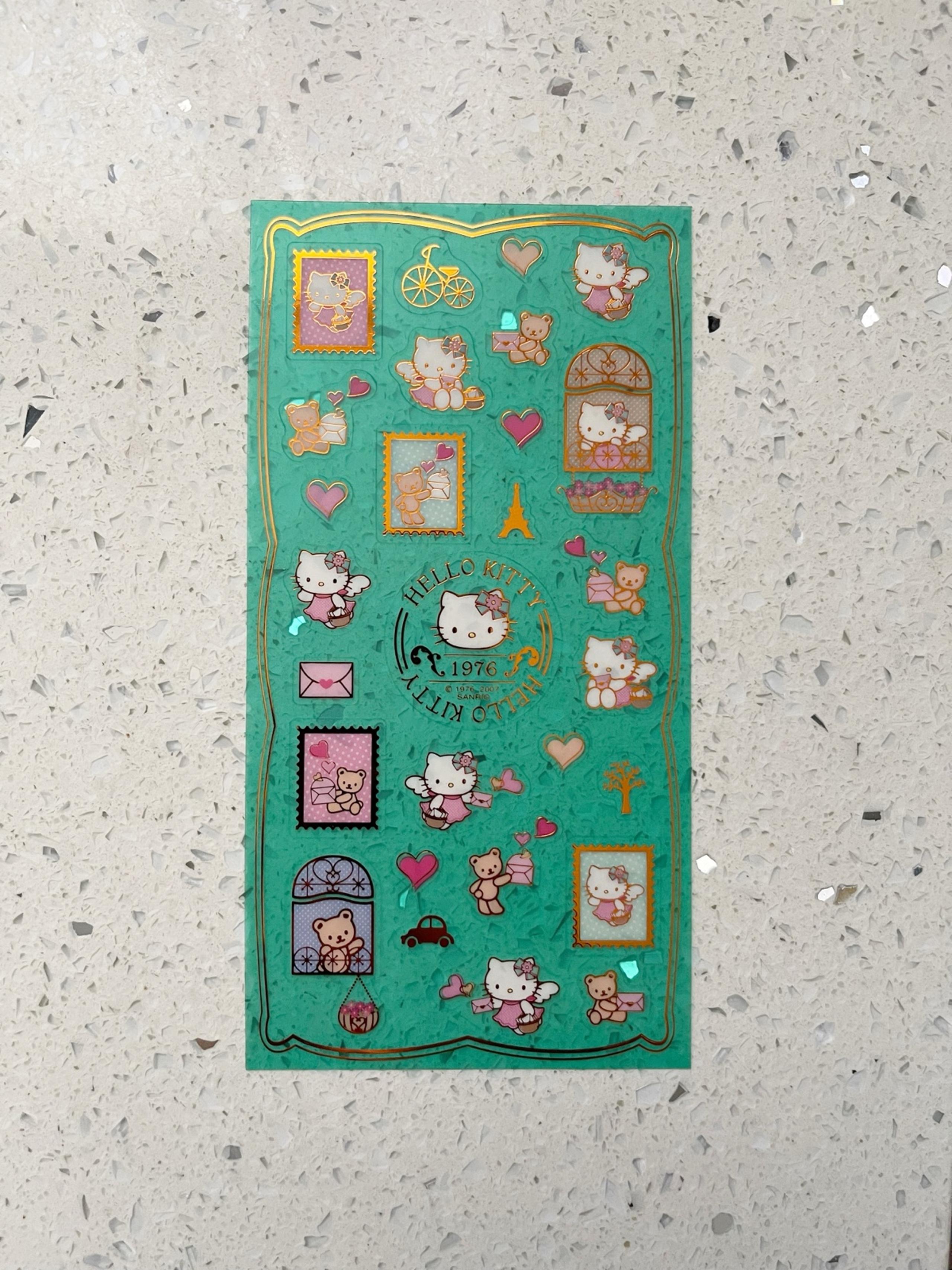 Hello Kitty Vintage 2007 Green Clear Sticker Sheet