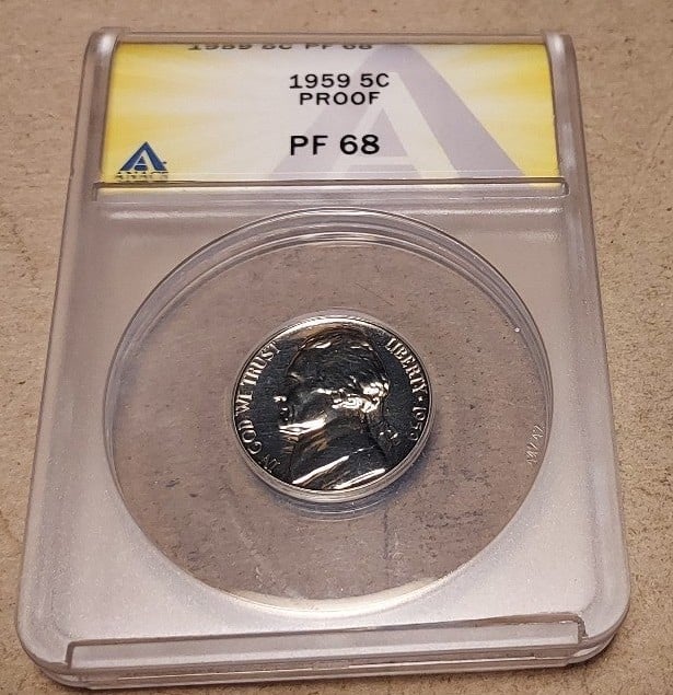 1959 5c proof grade pf68
