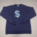 Seattle Kraken Sweatshirt Mens Medium Deep See Blue Hanes Crewneck Front S Logo