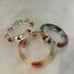 VINTAGE 1970's LUCITE BANGLES W/ ENCASED COLORFUL DRIED FLOWERS-FLOWER POWER!!!