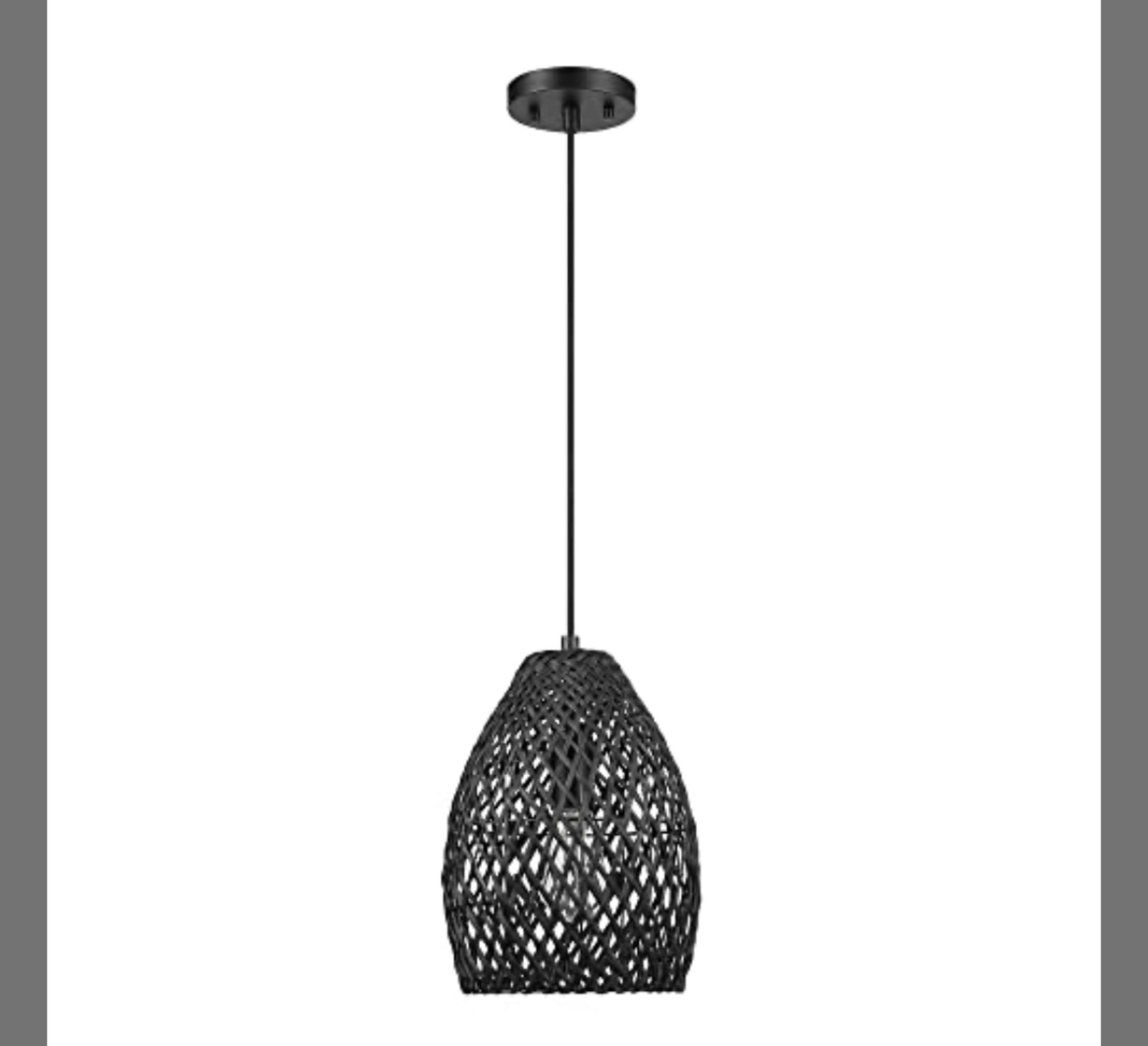 Globe Electric 65702 Kora 1-Light Pendant Lighting, Matte Black, Twine Shade, Bu