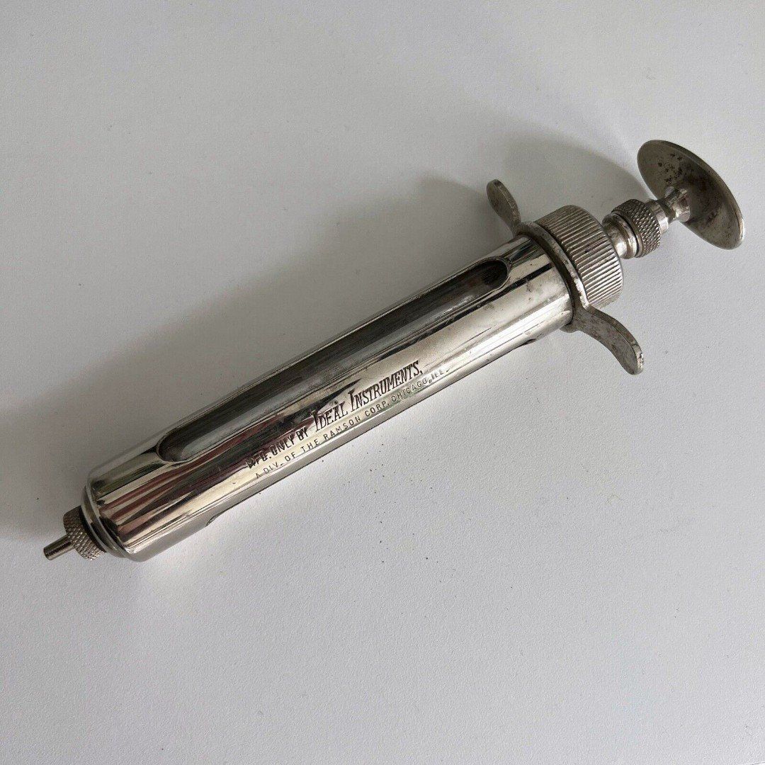 Vintage Ideal Instruments Ramson Stainless Steel Glass Livestock Syringe Parts