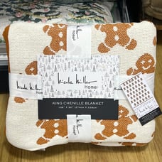 Christmas gingerbread man nicole miller KING blanket ! !
