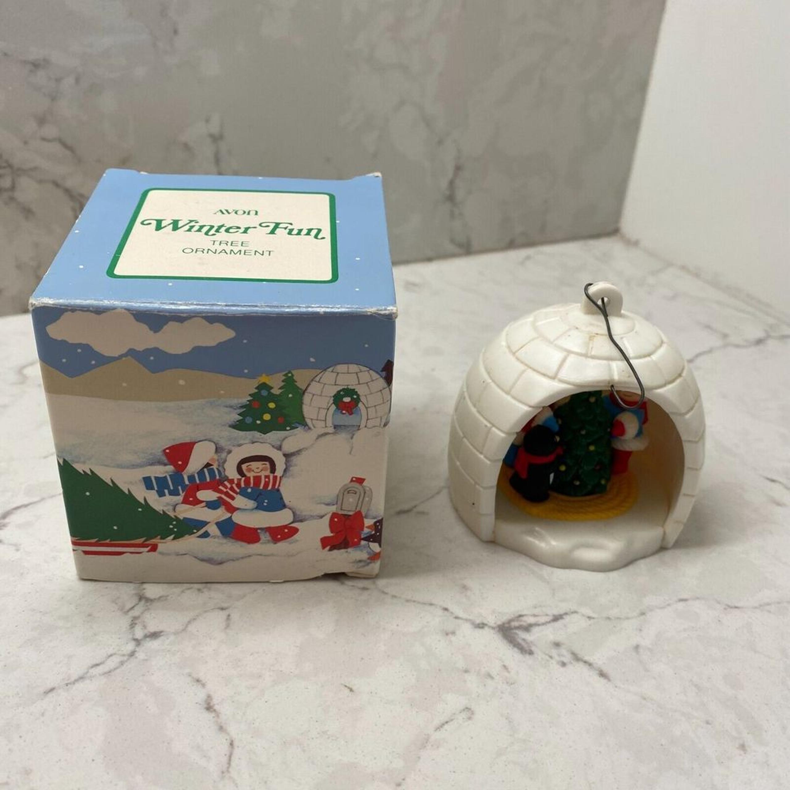 1983 Avon Winter Fun Igloo Tree Ornament Collectible Decorative Christmas Gift
