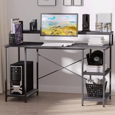 CompuComputer Desk with Shelves Home Office Gaming Table Workstation, Wood Grain