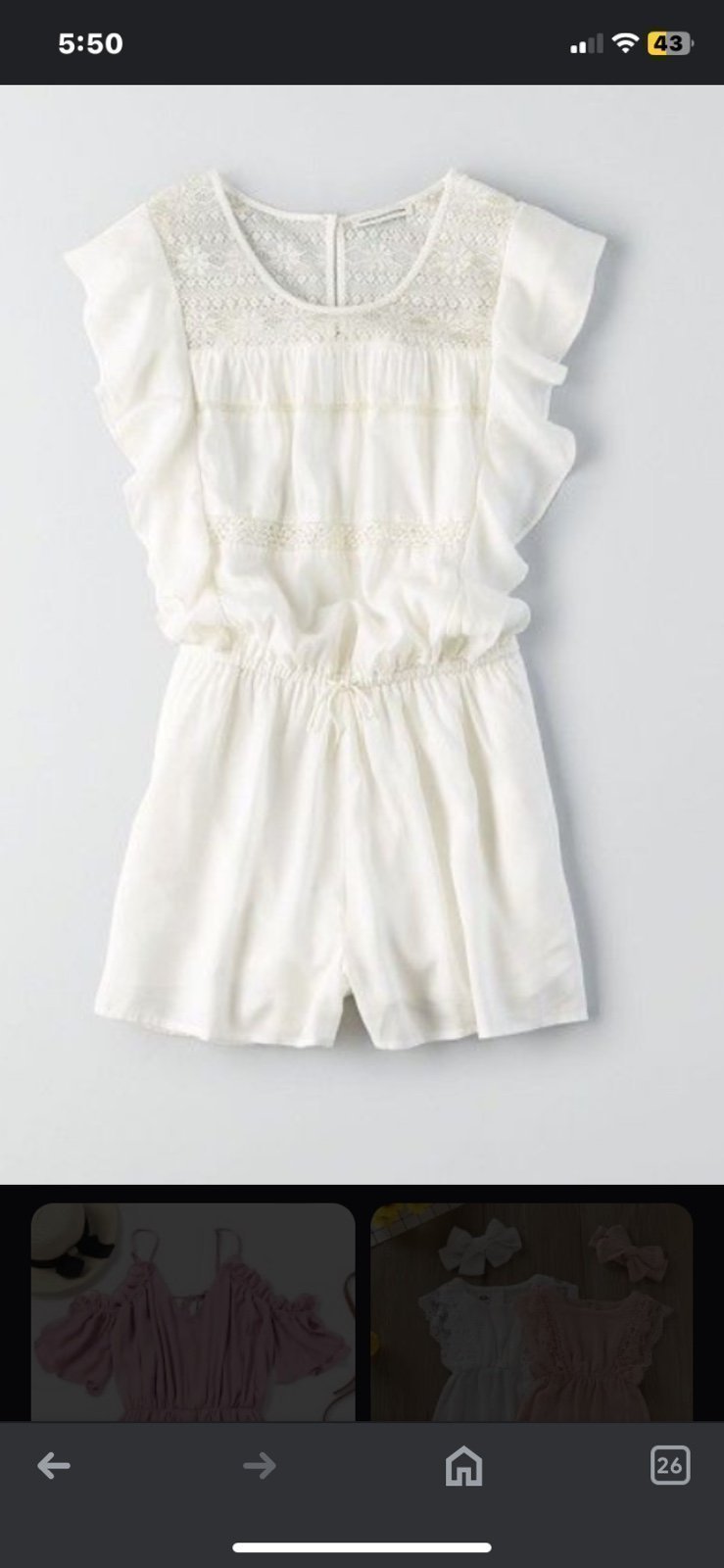 NWT Aerie AEO Flutter Sleeve Drawstring Waist White Romper Retail price 59.99