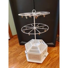 Shelf Rack Two Tier Revolving Wire Stand With Wood Storage Base