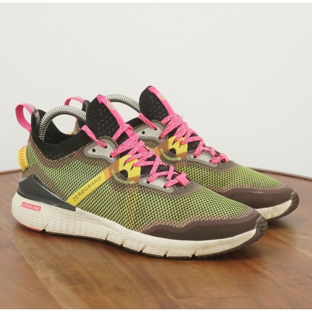 Cole Haan Womens Zerogrand 360 Overtake Runners Sneakers Yellow Pink Lace Up 7B