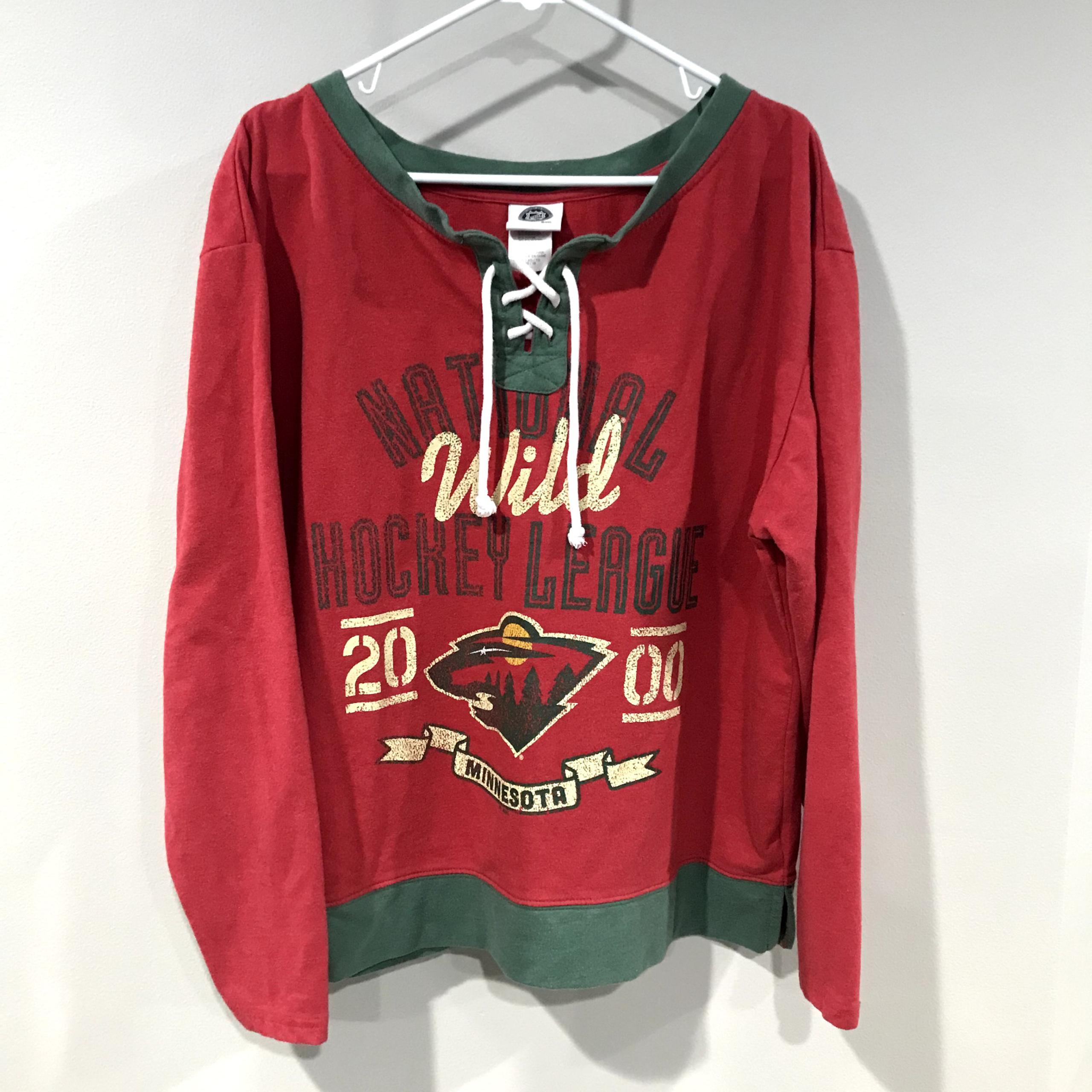 Minnesota Wild Women's Red Long Sleeve Shirt - Hockey NHL Sz XL (16-18)