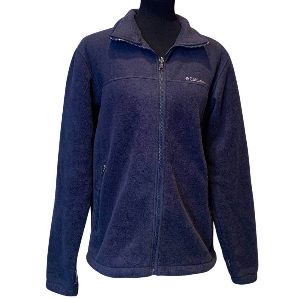 Columbia Navy Blue Mens Medium Full Zip Long Sleeve Warm Fleece Jacket w Pockets
