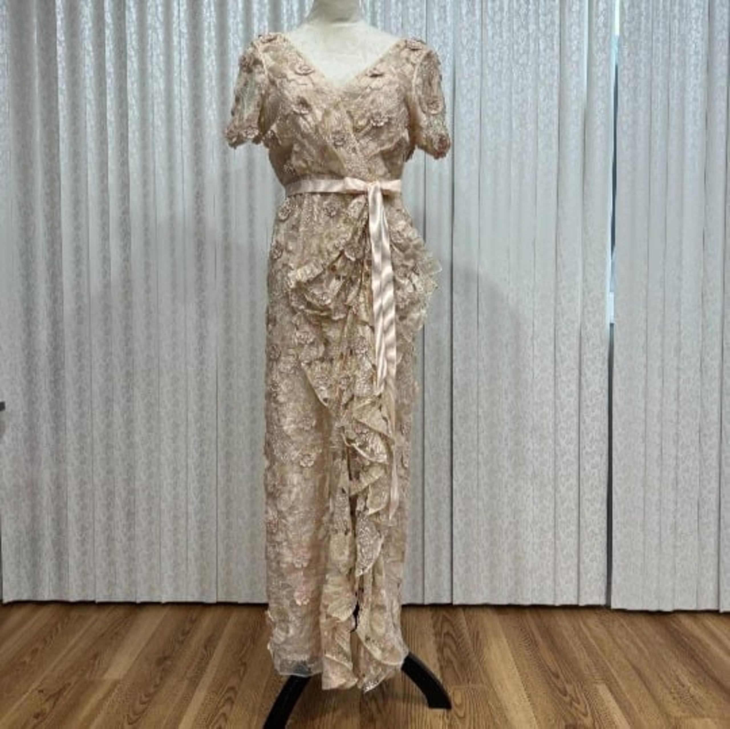 Badgley Mischka Floral Lace Embroidered Gown, Size 12